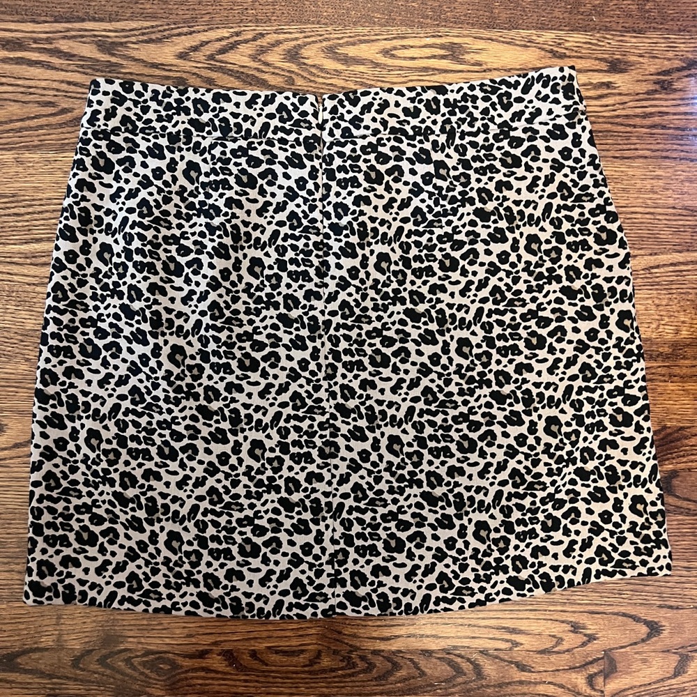 LOFT Black and Tan Animal Print Mini Skirt